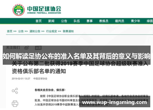 如何解读足协公布的准入名单及其背后的意义与影响